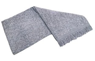 Mandaş Pamuklu Saçaklı Süngersiz Çizgili Gri Tekli Koltuk Örtüsü 170x220 cm