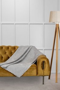 Velerde Home Şönil Polar Süngersiz Düz Gri Tekli Koltuk Örtüsü 175x215 cm