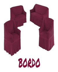 Furkanticaret Polyester Bürümcük Fırfırlı Süngersiz Kapitone Giydirmeli Krem 3-2-1-1 Koltuk Örtüsü 230x180 cm