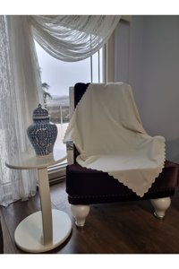 Fem Life Polyester Süngersiz Düz Bej Tekli Koltuk Örtüsü 110x200 cm