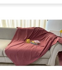 Poyraz Garanti Pamuklu Nubuk Jakarlı Süngersiz Düz Gül Kurusu Üçlü Koltuk Örtüsü 175x215 cm