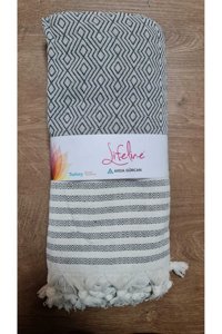 Life Line Pamuklu Saçaklı Süngersiz Çizgili Siyah Tekli Koltuk Örtüsü 170x220 cm