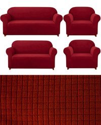 E Bahar Polyester Likralı Jakarlı Süngersiz Armürlü Giydirmeli Bordo Yedili Koltuk Örtüsü 180x230 cm