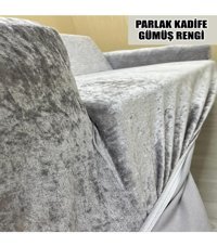 Kılıfsan Pamuklu - Polyester Süngersiz Giydirmeli Gri Tekli Koltuk Örtüsü 55x62 cm