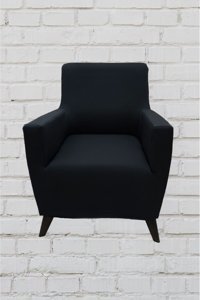 Şahane Ev Mikro Polyester Likralı Jakarlı Süngersiz Düz Giydirmeli Lastikli Antrasit Tekli Koltuk Örtüsü 55x8 cm