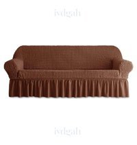 Iydgah Polyester Bürümcük-Likralı Süngersiz Kapitone Giydirmeli Kahverengi Üçlü Koltuk Örtüsü 180x230 cm