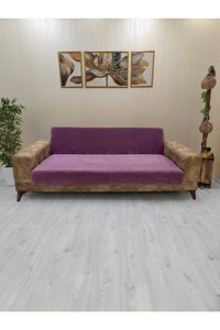 Afd Collection Kadife Süngersiz Düz Giydirmeli Lastikli Mor Tekli Koltuk Örtüsü 60x190 cm