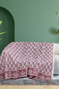 Fabric Box Economy Jakarlı Süngersiz Damask Desenli Kaymaz Kırmızı Tekli Koltuk Örtüsü 170x220 cm