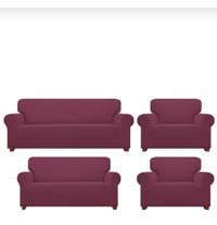 Akbu Polyester Likralı Süngersiz Pitikare Desenli Giydirmeli Lastikli Kırmızı Dörtlü Koltuk Örtüsü 180x230 cm