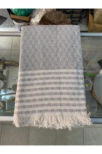 Buldan Pamuklu Kanvas Saçaklı Süngersiz Armürlü Gri Tekli Koltuk Örtüsü 175x210 cm