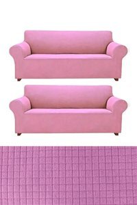 E Bahar Polyester Likralı Jakarlı Süngersiz Armürlü Giydirmeli Pembe Altılı Koltuk Örtüsü 180x230 cm