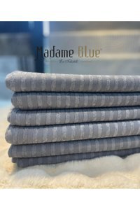 Madame Blue Kadife Süngerli Çizgili Gri Tekli Koltuk Örtüsü 170x210 cm