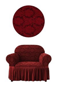 Elgeyar Polyester Likralı Jakarlı Süngersiz Giydirmeli Bordo Tekli Koltuk Örtüsü 70x110 cm