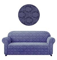Akbu Polyester Süngersiz Şal Desenli Giydirmeli Lastikli Mavi Üçlü Koltuk Örtüsü 180x230 cm