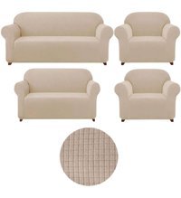 Güzelevim Polyester Likralı Süngersiz Düz Giydirmeli Bej Tekli Koltuk Örtüsü 180x230 cm