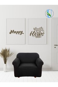 Uy Style Tekstil Polyester Likralı Süngerli Armürlü Giydirmeli Siyah Tekli Koltuk Örtüsü 70x115 cm