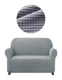 Elgeyar Polyester Likralı Jakarlı Süngersiz Armürlü Giydirmeli Gri İkili Koltuk Örtüsü 140x180 cm