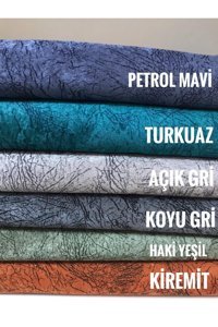 Madame Blue Kadife Süngerli Çizgili Turkuaz Tekli Koltuk Örtüsü 175x210 cm