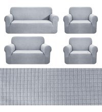 Faiend Pamuklu - Polyester Likralı Süngersiz Düz Giydirmeli Gri 3-2-1-1 Koltuk Örtüsü 230x180 cm