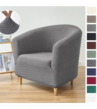 Uzhanem Pamuklu - Polyester Likralı Süngerli Geometrik Desenli Giydirmeli Gri Tekli Koltuk Örtüsü 80x75 cm