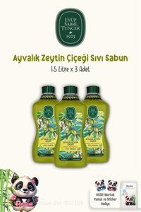 Eyüp Sabri Tuncer 1923 Ayvalık Zeytin Çiçeği Alkolsüz Antibakteriyel Organik Nemlendiricili Parabensiz Vegan 3'lü 1.5 lt Sıvı Sabun