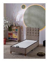 Beehanem Bengü 90x190 cm Başlıklı Sandıklı Tek Kişilik Baza Kahverengi