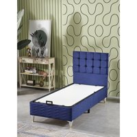 Beehanem Bengü 90x190 cm Başlıklı Sandıklı Tek Kişilik Baza Lacivert