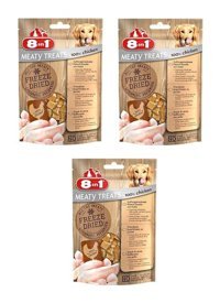 8in1 Freeze Dried Tavuk Tüm Irklar Yetişkin Köpek Ödül Maması 3x50 gr