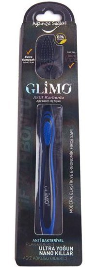 Glimo Aktif Karbonlu Ultra Soft Manuel Yetişkin Diş Fırçası Mavi-Siyah