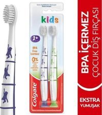 Colgate İkili Paket Maymun Ultra Soft Manuel Çocuk Diş Fırçası Mor-Yeşil