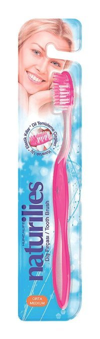 Huncalife Naturilies Orta Manuel Yetişkin Diş Fırçası Pembe