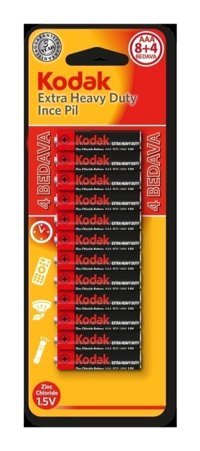 Kodak Extra Heavy Duty 9 V Çinko AAA / İnce Kalem Pil 12'li