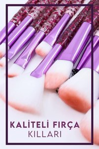Mujgan Şeffaf Simli Balık Pembe 10'lu Allık Eyeliner Far Makyaj Fırçası Seti