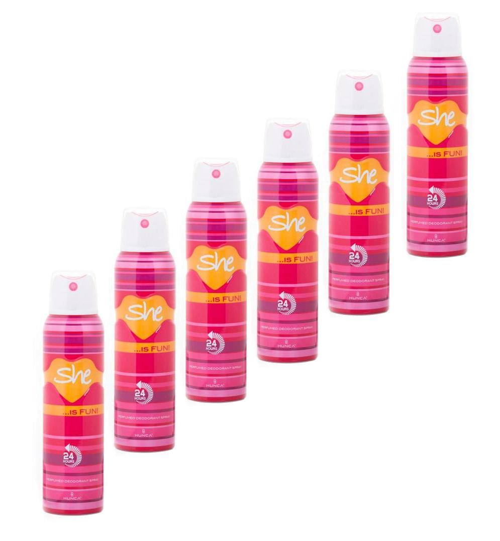 She Fun Pudrasız Ter Önleyici Sprey Kadın Deodorant 6x150 ml