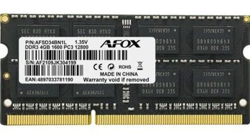 Afox AFSD34BN1L 4 GB DDR3 1x4 1600 MHz Ram