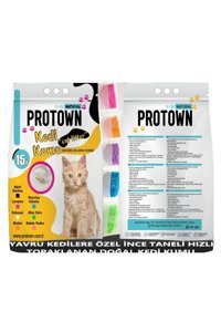 Pro Town Topaklanan İnce Taneli Aktif Karbonlu Bentonit Kedi Kumu 15 lt
