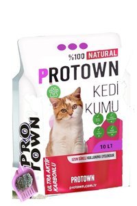 Pro Town Lavanta Kokulu Topaklanan İnce Taneli Aktif Karbonlu Bentonit Kedi Kumu 10 lt