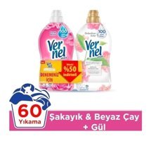 Vernel Max Konsantre Şakayık-Beyaz Çay-Gül 120 Yıkama Yumuşatıcı 2x1.44 lt