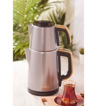 Karaca Retro Tea Çelik Demlikli 1650 W Çelik Gövdeli Antrasit Retro Çay Makinesi