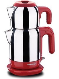 Korkmaz Demtez Çelik Demlikli 1600 W Çelik Gövdeli Kırmızı Çay Makinesi