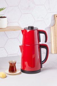 Karaca Dem Keyfi Çelik Demlikli Çelik Gövdeli Kırmızı Çay Makinesi