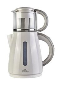 Karaca 1501 Latte Cam Demlikli 1500 W Plastik Gövdeli Beyaz Çay Makinesi