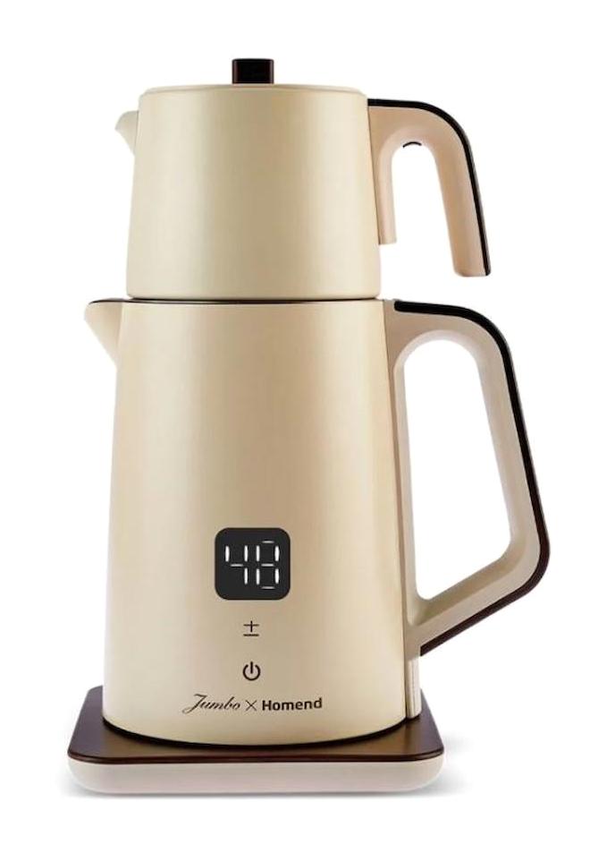 Homend 1792H Cooltouch Çelik Demlikli 1800 W Çelik Gövdeli Krem Çay Makinesi
