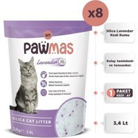 Pawmas Lavanta Kokulu Topaklanan İnce Taneli Kristal Kedi Kumu 8x3.4 lt
