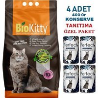 Bio Kitty Bebek Pudrası Kokulu Topaklanan İnce Taneli Bentonit Kedi Kumu 10 lt