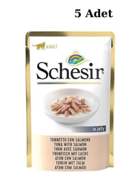Schesir Ton Balıklı-Somon Kıyılmış Yaş Kedi Maması 5x85 gr