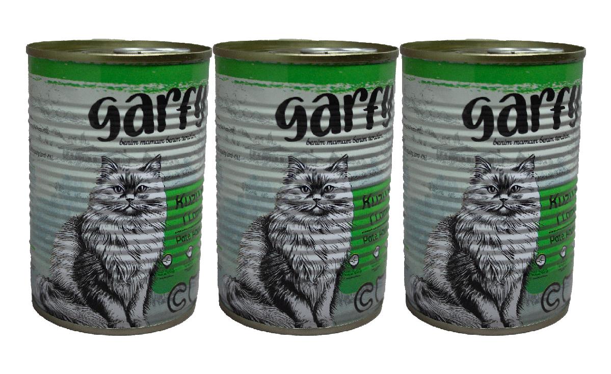 Garfy Kuzu Parça Etli Yaş Kedi Maması 3x400 gr