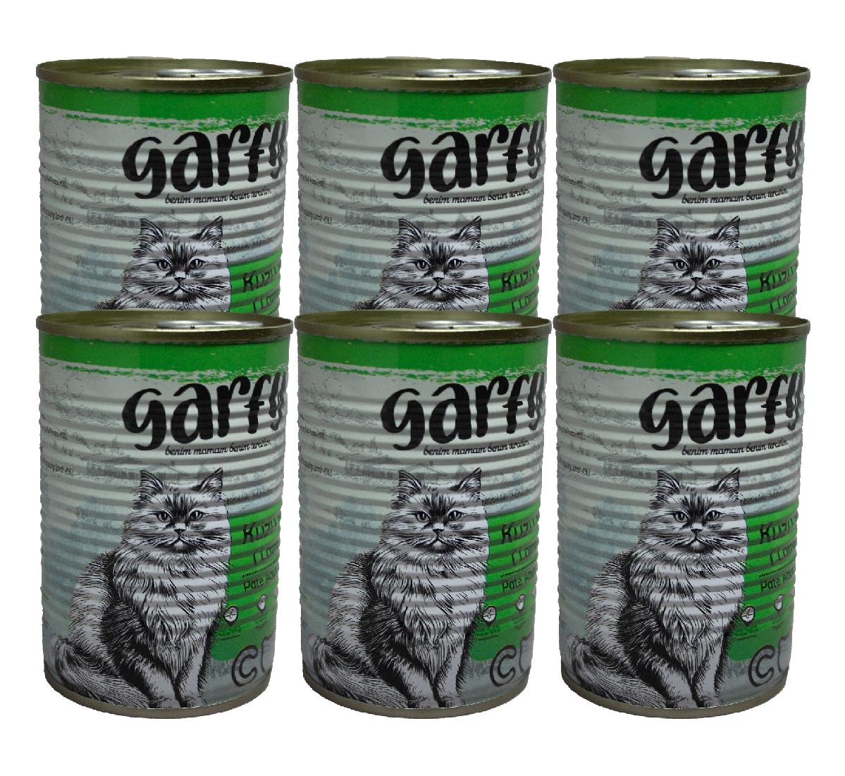 Garfy Kuzu Parça Etli Yaş Kedi Maması 6x400 gr