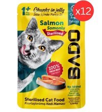 Bado Somon Parça Etli Yaş Kedi Maması 12x85 gr