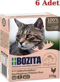 Bozita Tetra Tavuk-Ciğer Parça Etli Yaş Kedi Maması 6x370 gr